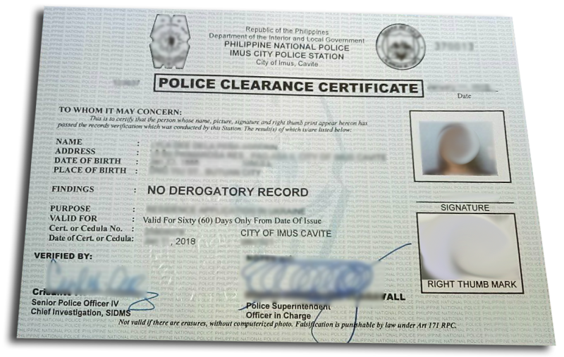 Imus City Police Clearance Philippines 